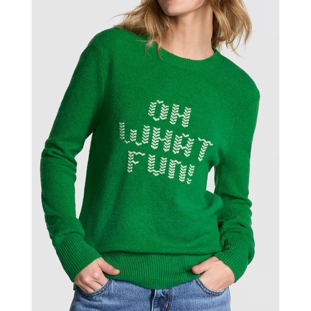 PINK by Victoria's Secret Collegiate Knit Crewneck Sweater Green